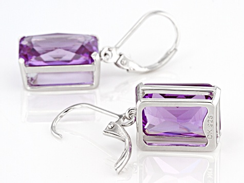 Purple Lab Created Color Change Sapphire Rhodium Over Silver Dangle Earrings 17.77ctw