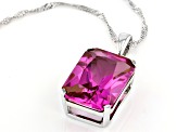 Purple Lab Created Color Change Sapphire Rhodium Over Silver Pendant With Chain 12.07ct