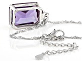 Purple Lab Created Color Change Sapphire Rhodium Over Silver Pendant With Chain 12.07ct