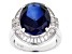 Blue Sapphire Rhodium Over Sterling Silver Ring 10.33ctw