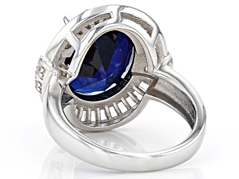 White Cubic Zirconia Rhodium Over Sterling Silver Ring 9.53