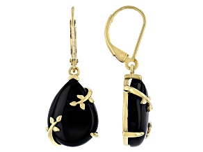 Black spinel 18K Yellow Gold Over Sterling Silver Earrings