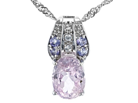 Pink Kunzite Rhodium OverSilver Pendant With Chain 2.25ctw