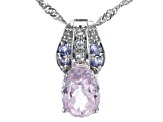 Pink Kunzite Rhodium OverSilver Pendant With Chain 2.25ctw