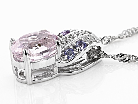 Pink Kunzite Rhodium OverSilver Pendant With Chain 2.25ctw