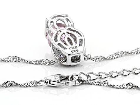 Pink Kunzite Rhodium OverSilver Pendant With Chain 2.25ctw