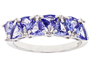 Blue Tanzanite  Rhodium Over Sterling Silver Ring 1.98ctw