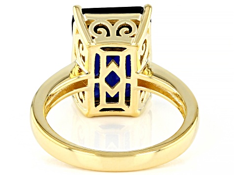 Blue Lab Created Sapphire 18k Yellow Gold Over Sterling Silver Ring 8.94ctw