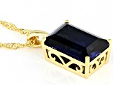 Blue Lab Created Sapphire 18k Yellow Gold Over Silver Pendant With Chain 9.28ct