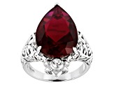 Red Lab Created Ruby Rhodium Over Sterling Silver Ring 11.56ctw