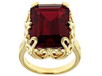 Red Lab Created Ruby 18k Yellow Gold Over Sterling Silver Pendant