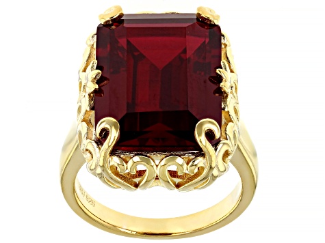 Red Lab Created Ruby 18k Yellow Gold Over Sterling Silver Ring