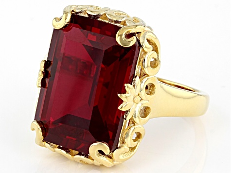 Red Lab Created Ruby 18k Yellow Gold Over Sterling Silver Ring