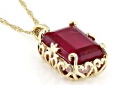 Lab Created Ruby 18k Yellow Gold Over Silver Pendant With Chain 14.45ct