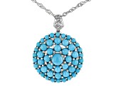 Blue Sleeping Beauty Turquoise Rhodium Over Sterling Silver Pendant With Chain