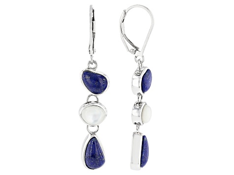 Lapis Lazuli Rhodium Over Sterling Silver Earrings