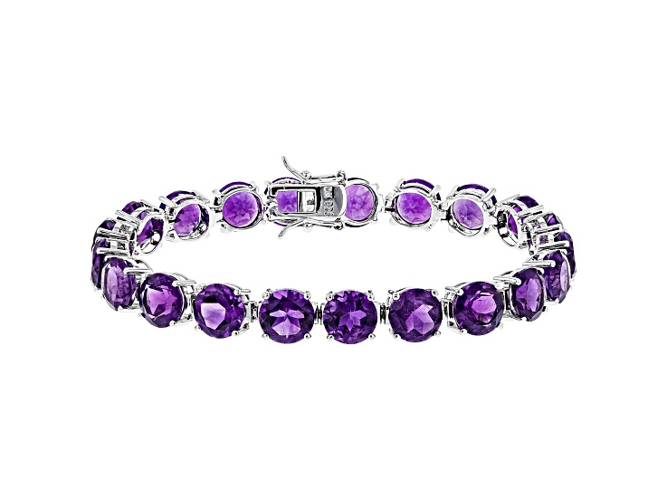 Purple Amethyst Rhodium Over Sterling Silver Tennis Bracelet 34.60