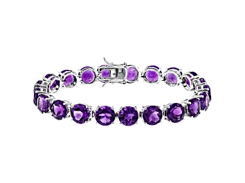 Picture of Purple Amethyst Rhodium Over Sterling Silver Tennis Bracelet 34.60ctw