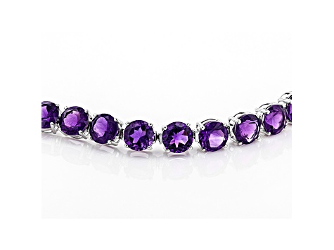 14K White Gold On Real Sterling Silver Purple Amethyst Solitaire outlet Tennis Bracelet