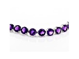 Purple Amethyst Rhodium Over Sterling Silver Tennis Bracelet 34.60ctw