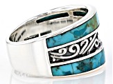 Blue Turquoise Rhodium Over Sterling Silver Band Ring