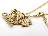 Vermelho Garnet™ 18K Yellow Gold Over Silver Christmas Sleigh Brooch Pendant with chain 1.83ctw