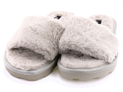 Pre-Owned Cream Oyster Color Faux Fur Slipper
