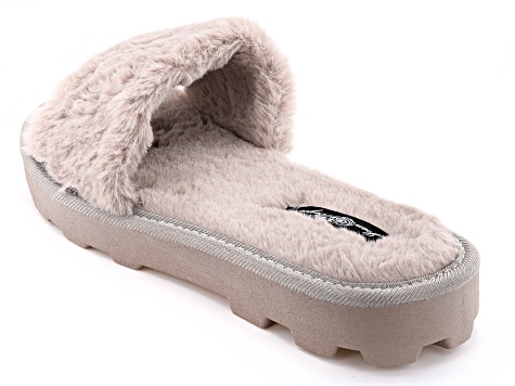 Pre-Owned Cream Oyster Color Faux Fur Slipper