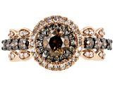 Champagne And White Diamond 14K Rose Gold Halo Ring 1.50ctw