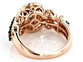 Champagne And White Diamond 14K Rose Gold Halo Ring 1.50ctw