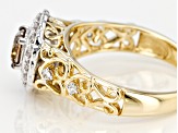 Champagne And White Diamond 14k Yellow And White Gold Ring 0.75ctw