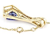 Blue Tanzanite And White Diamond 14k Yellow Gold Drop Pendant With 18" Singapore Chain 1.89ctw