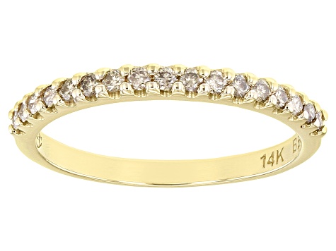 Champagne Diamond 14k Yellow Gold Band Ring 0.25ctw