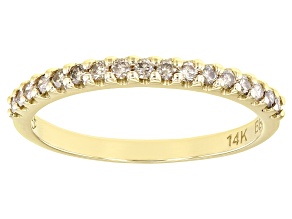Champagne Diamond 14k Yellow Gold Band Ring 0.25ctw