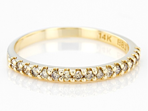 Champagne Diamond 14k Yellow Gold Band Ring 0.25ctw