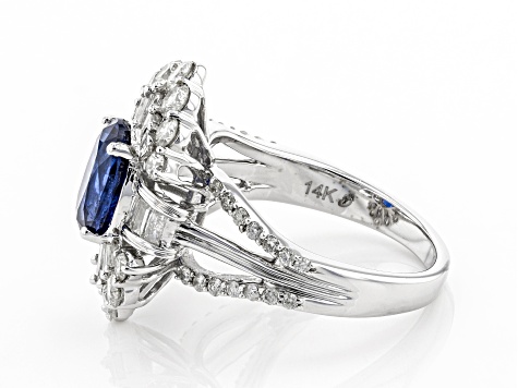 Blue Kyanite & White Diamond 14k White Gold Cocktail Ring 3.30ctw