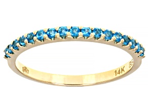 Blue Neon Apatite 14k Yellow Gold Band Ring 0.22ctw