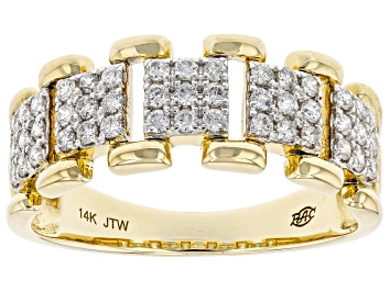 Picture of White Diamond 14k Yellow Gold Link Band Ring 0.50ctw