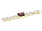 Red Garnet And White Diamond 14k Yellow Gold Pendant With 18" Rope Chain 1.30ctw