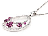 Grape Color Garnet And White Diamond 14k White Gold Pendant With Chain 1.62ctw