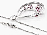 Grape Color Garnet And White Diamond 14k White Gold Pendant With Chain 1.62ctw