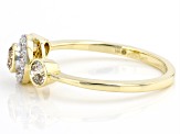 Champagne And White Diamond 14k Yellow Gold Three-Stone Ring 0.53ctw