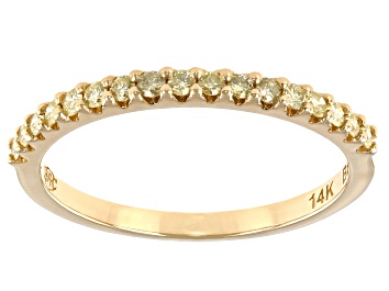 Picture of Natural Yellow Diamond 14k Yellow Gold Band Ring 0.23ctw