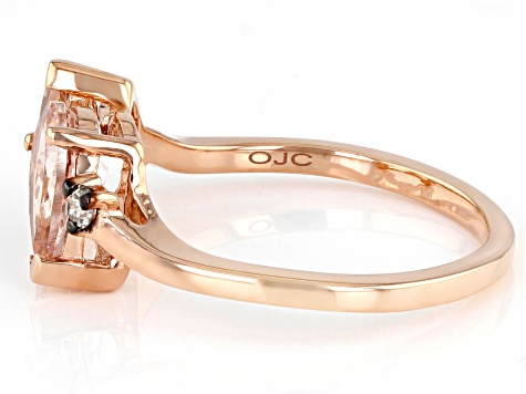 Peach Morganite And Champagne Diamond 14k Rose Gold Ring 1.34ctw