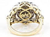 White And Champagne Diamond 14k Yellow Gold Cluster Ring 1.50ctw