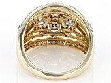 Champagne And White Diamond 14k Yellow Gold 4-Stone Center Design Ring 1.50ctw