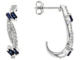 Blue Sapphire And White Diamond Rhodium Over 14K White Gold Bypass Earrings 0.89ctw