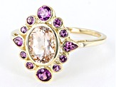 Pink Morganite And Purple Rhodolite 14k Yellow Gold Center Design Ring 1.72ctw