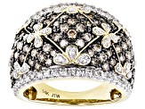 Champagne And White Diamond 14k Yellow Gold Dome Ring 2.00ctw