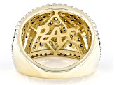 Champagne And White Diamond 14k Yellow Gold Dome Ring 2.00ctw